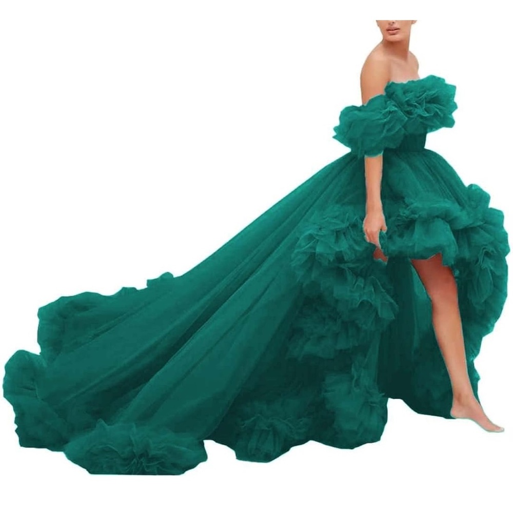 Elegant Green Off-Shoulder Gown